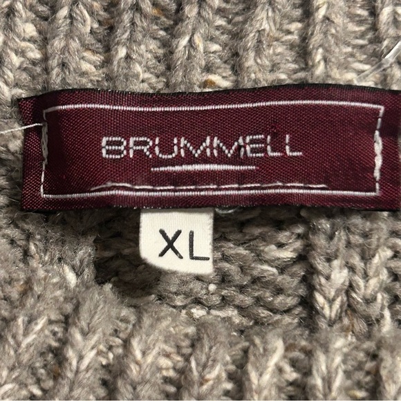 BRUMMELL Wool Taupe Cable Kit Fisherman’s Sweater Unisex Women XL Men L - Picture 6 of 8